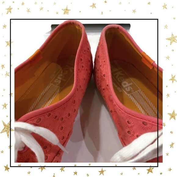 Keds Pink Eyelet Fabric Sneakers 8.5 - Picture 3 of 6